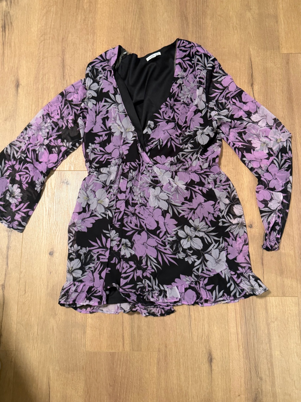 Charlotte Russe Black and Purple Floral Romper